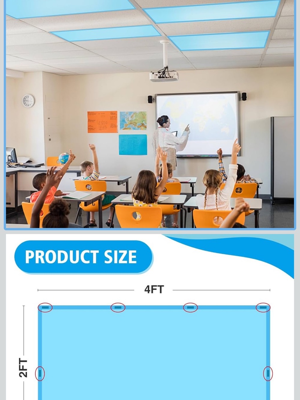 Fluorescent light covers for classroom or office